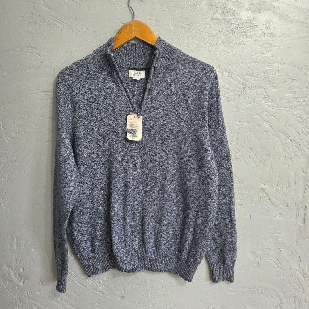 Croft & Barrow Men's Long Sleeve Quarter Zip Up Blue Grey Sweater size L